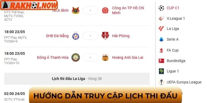 Hướng dẫn cách truy cập lịch thi đấu dễ dàng