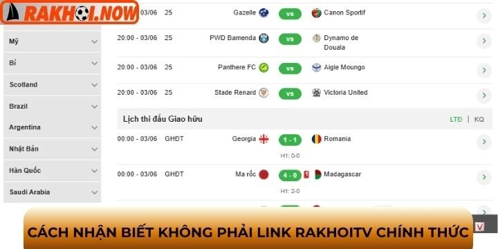 Yếu tố nhận biết không phải link rakhoitv chính thức